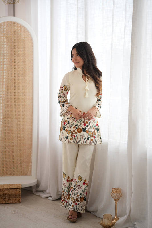 MAGIC COTTON FLORAL PRINT FABRIC WITH KURTATOP PENT SET