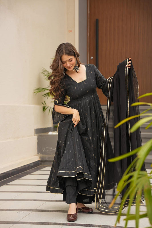Exclusive Black Color Georgette Sequence Work Anarkali Suit With Dupatta