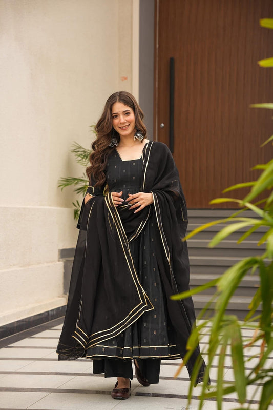 Exclusive Black Color Georgette Sequence Work Anarkali Suit With Dupatta