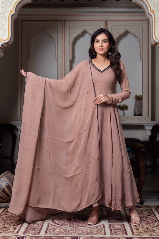 Lavish Embroidery Thread Work Anarkali Suit Set with Dupatta