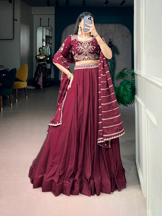 Rangoli Crush Embroidered Sequins Belt Lehenga Choli Set with 4-Meter Flair