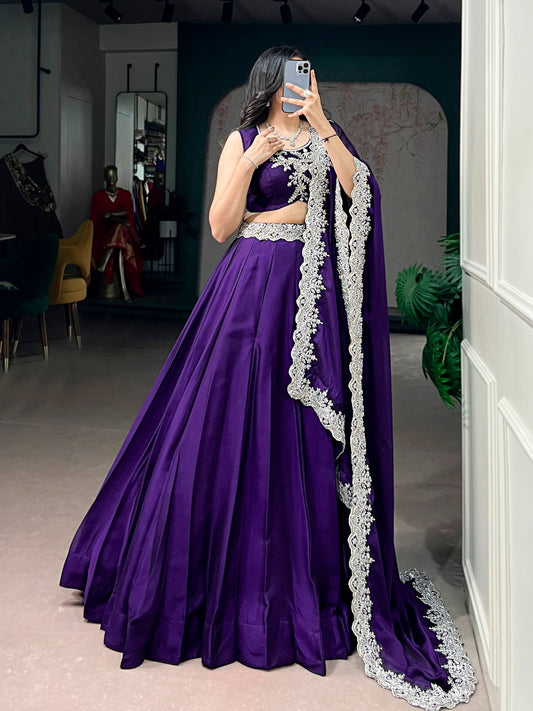 Rangoli Silk Tube Beads & Sequins Embroidered Flared Lehenga Choli Set with Matching Dupatta