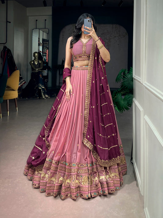 Star Georgette Sequins & Resham Embroidered Lehenga Choli Set with Cancan & Arca Detailing