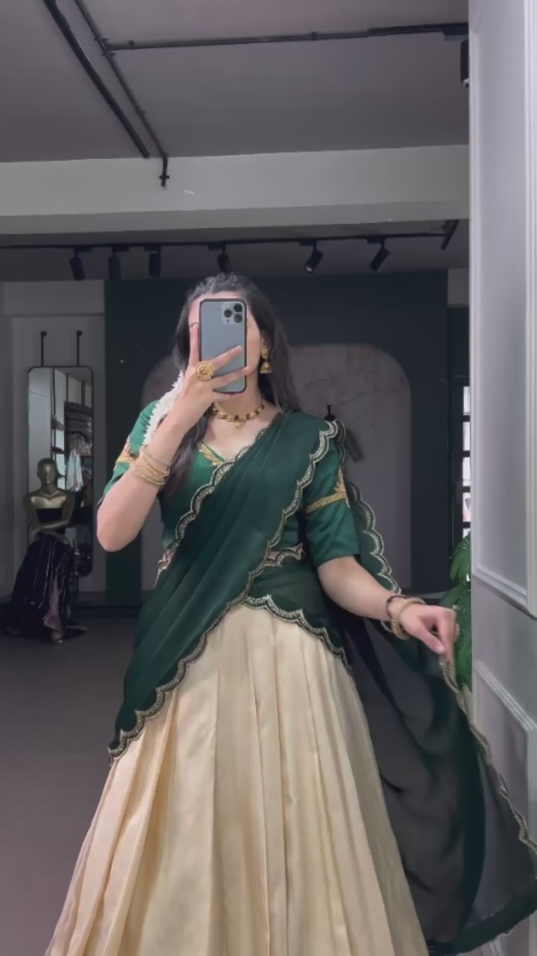 Special Poly Kotha Tussar Zari Border Lehenga with Zardozi Handwork Blouse & Sequins Dupatta
