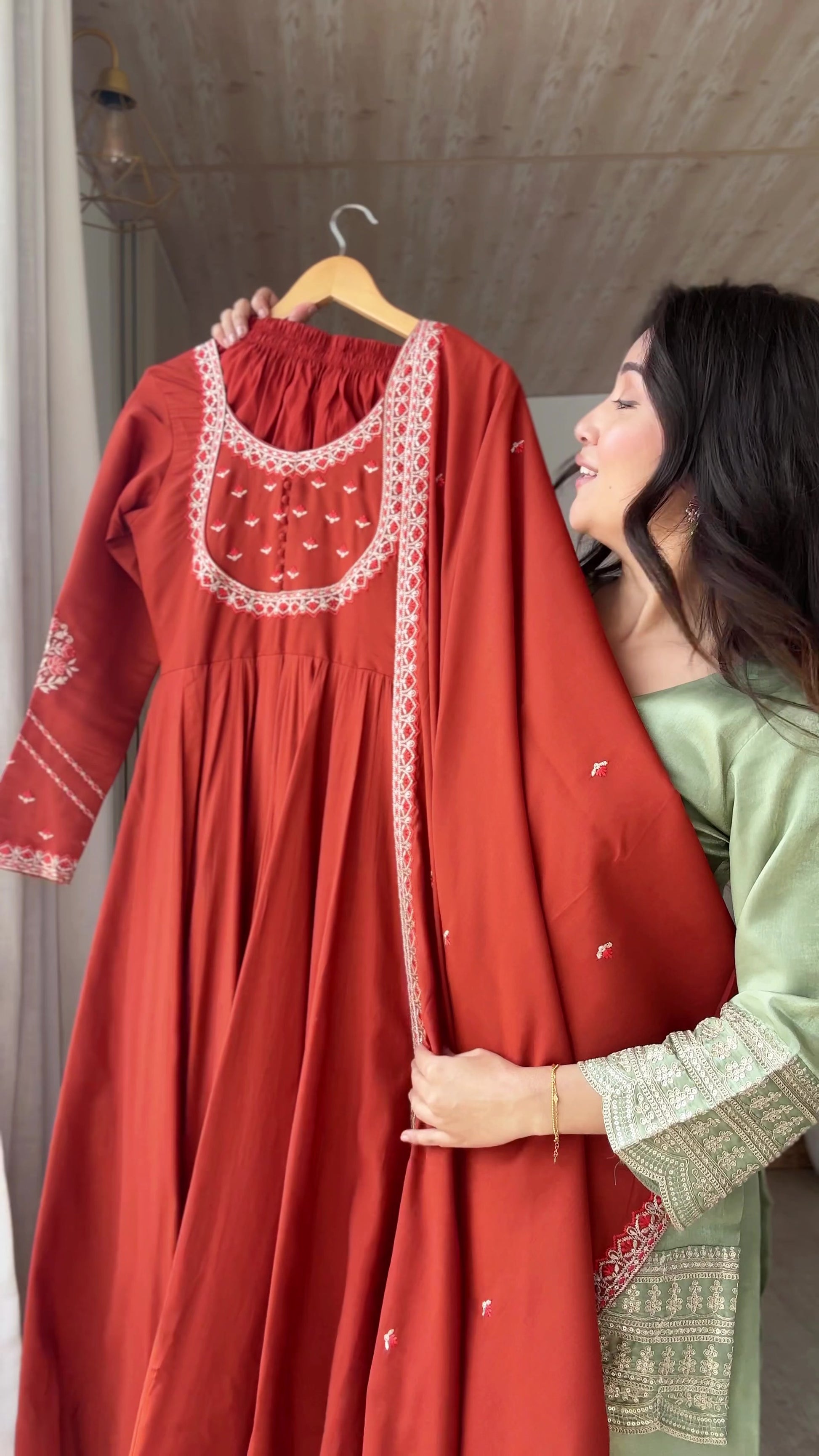PURE ROMAN CHANDERI SILK FABRIC FULLY FLARE ANARKALI,WITH DUPATTA SET,PENT