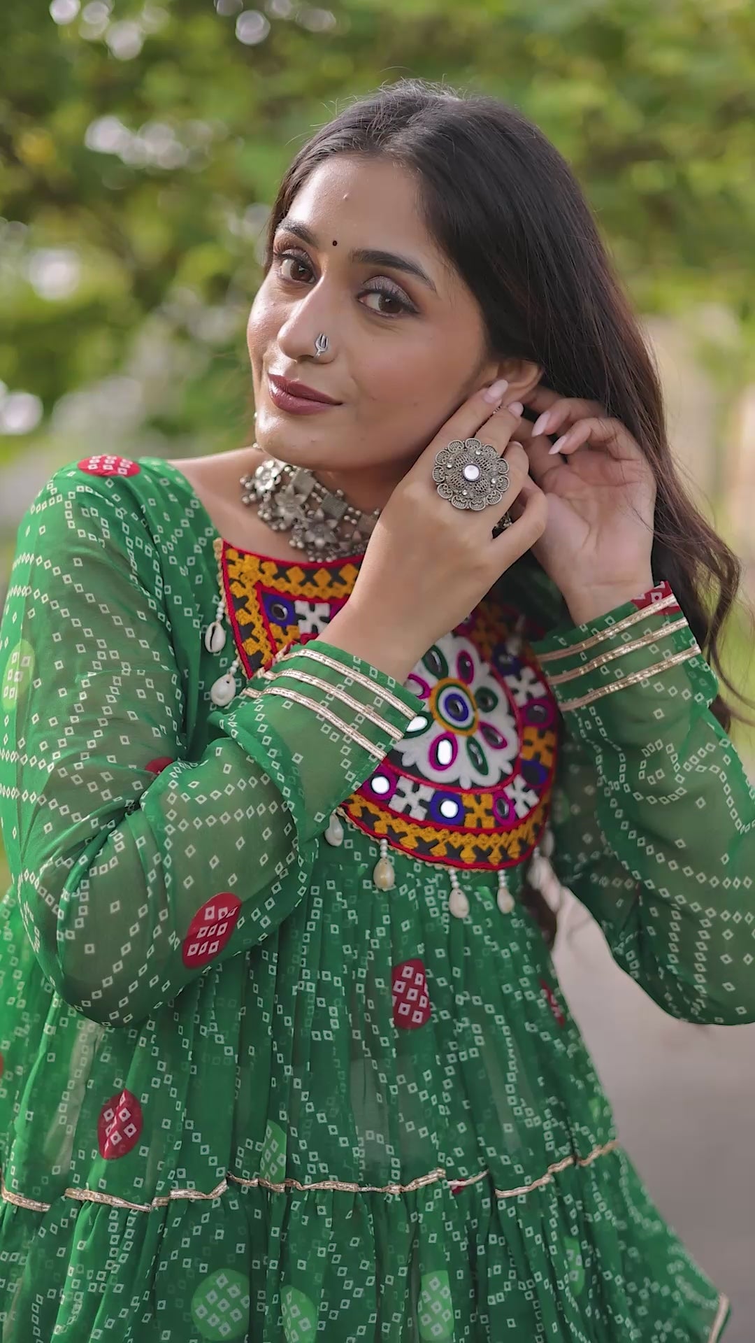 Kora Cotton Gota-Lace 6-Meter 24-Kali Flared Lehenga Set with Kutchi Gamthi Patchwork Bandhani Top