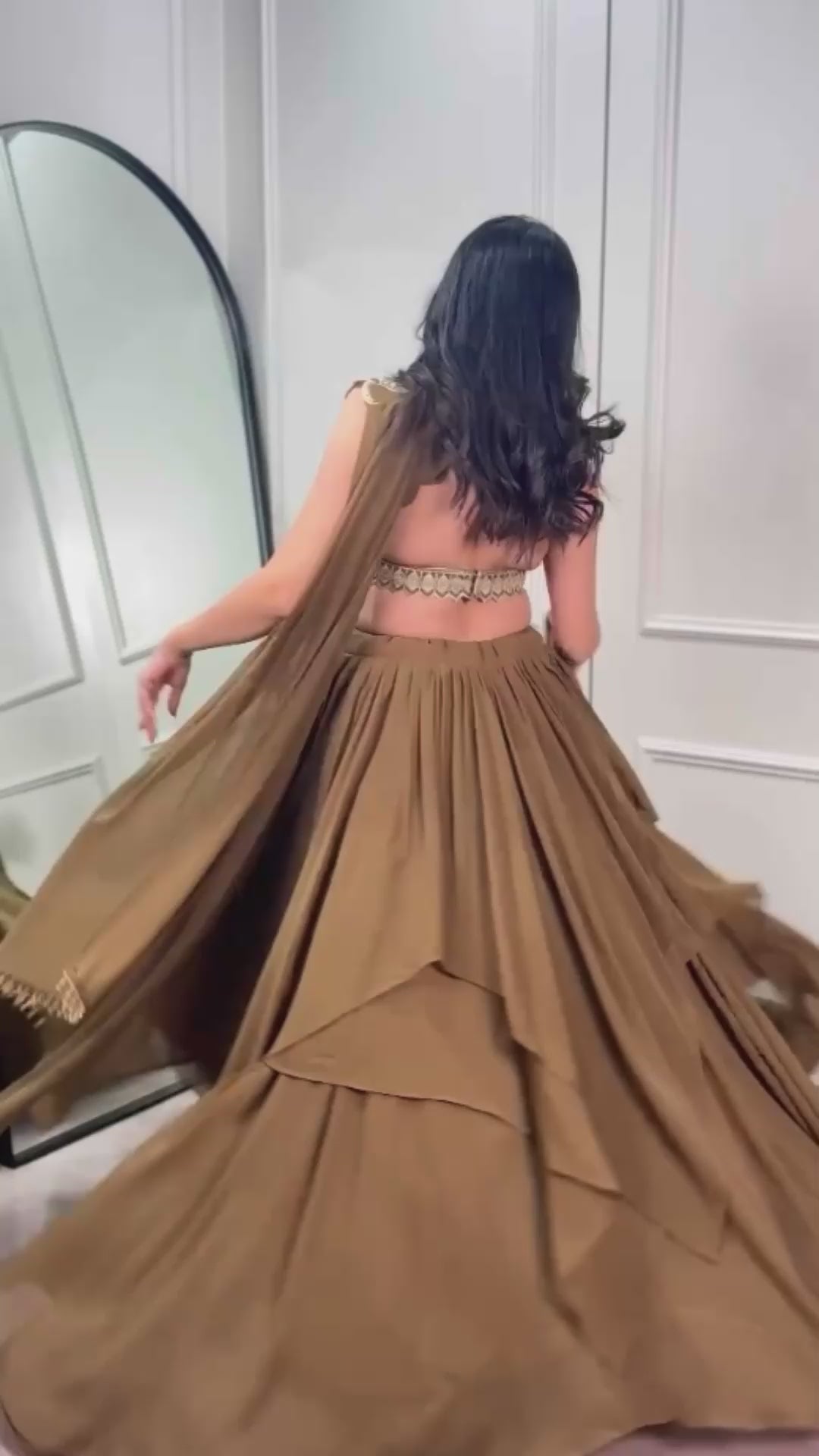 Marble Fabric Sequins & Thread Embroidered 8-Meter Flared Lehenga Set with Ready-to-Wear Dupatta