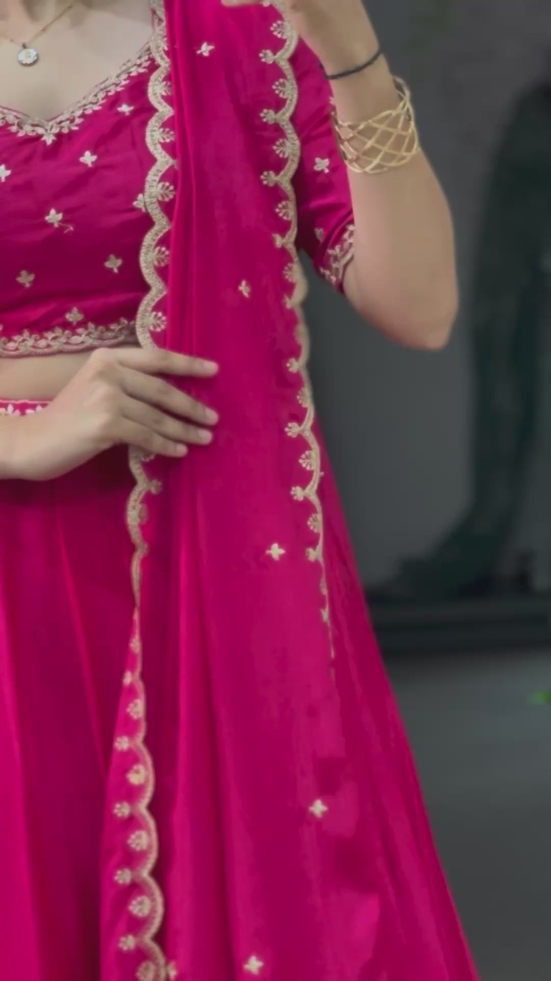 Glimmer Royale Chinon Sequins & Thread Embroidered Lehenga Choli Set with 4-Meter Flair