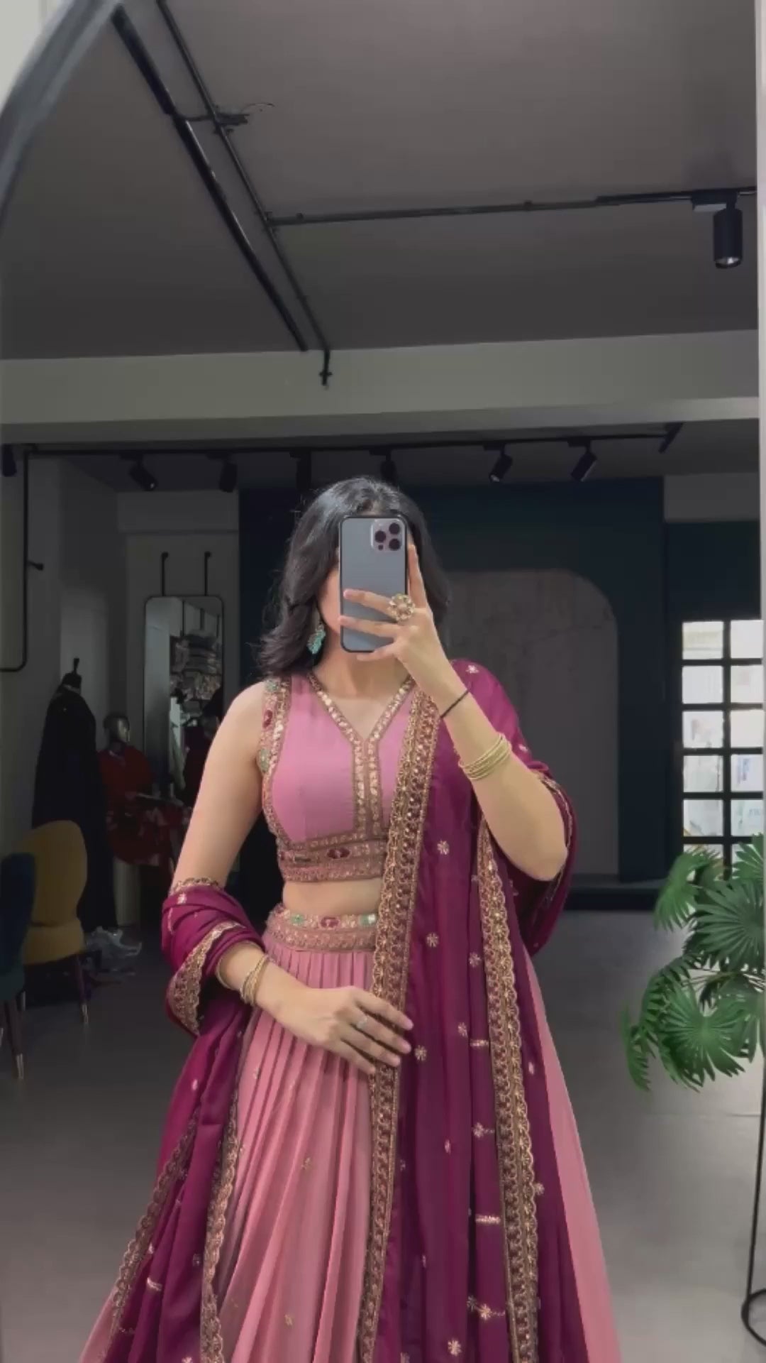 Star Georgette Sequins & Resham Embroidered Lehenga Choli Set with Cancan & Arca Detailing